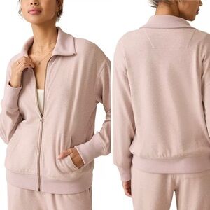 Faherty Legend Lounge Full Zip Jacket Sweatshirt Pink Large